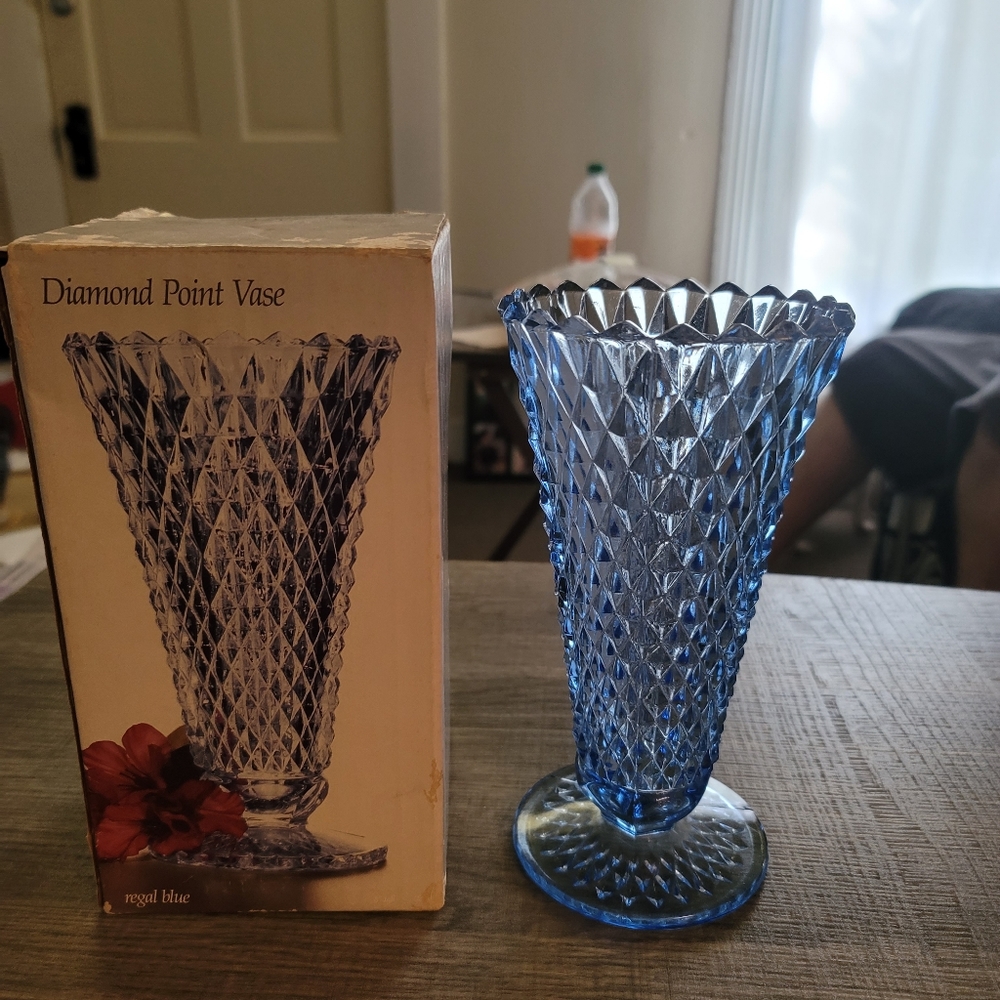 Vintage Indiana Glass Diamond Point Vase